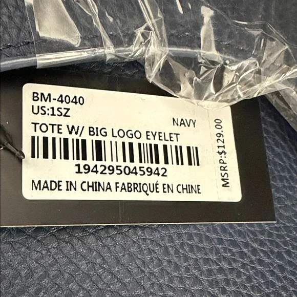 Badgley Mischa Navy Leather Top-Handle Tote - Picture 5 of 7